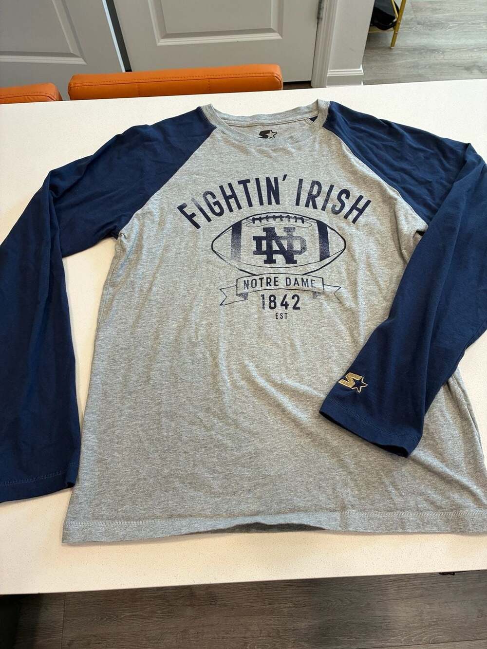 Starter Black Label Notre Dame Fighting Irish Long Sleeve T-Shirt Size Large